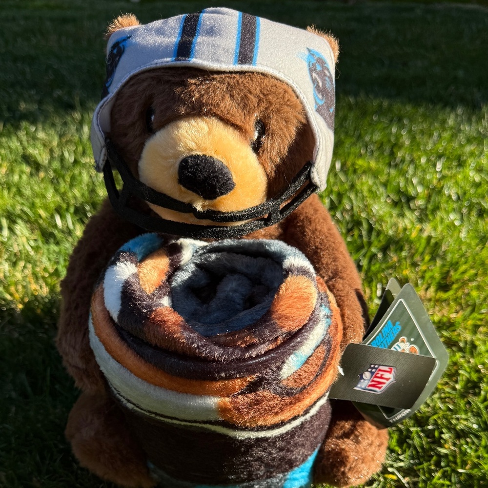 Carolina Panthers NORTHWEST NFL Plush Bear Hugger with 40 X 50 Throw Blanket NEW